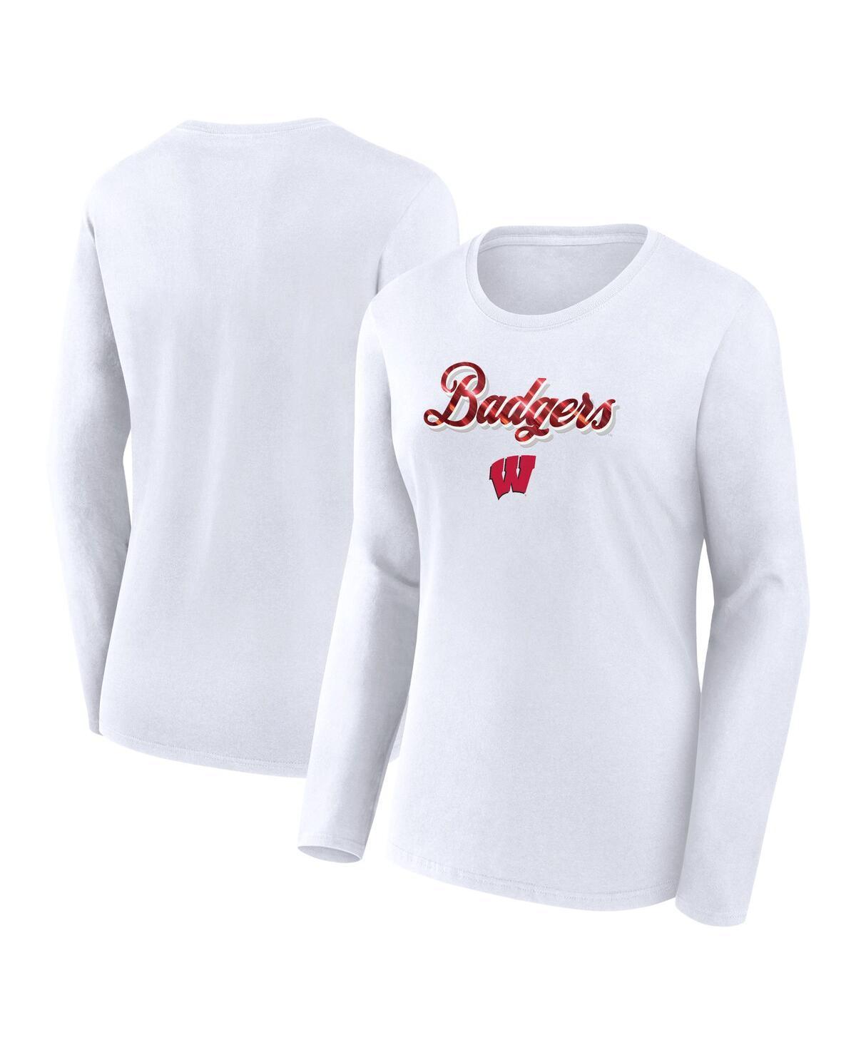 Womens Fanatics Branded Wisconsin Badgers Double Team Script Long Sleeve T-Shirt Product Image