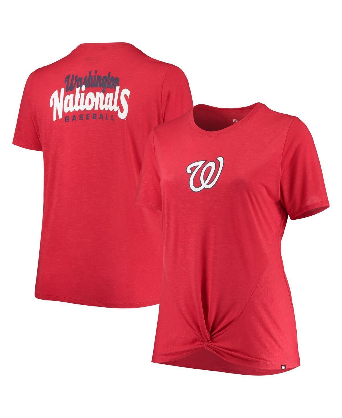 Womens New Era Washington Nationals Plus Size 2-Hit Front Knot T-Shirt Product Image