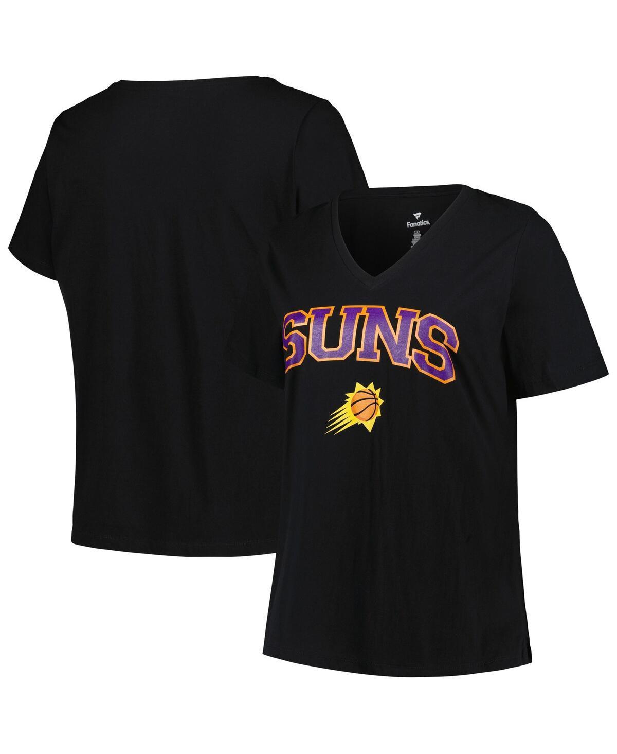 Womens Profile Black Phoenix Suns Plus Size Arch Over Logo V-Neck T-Shirt Product Image