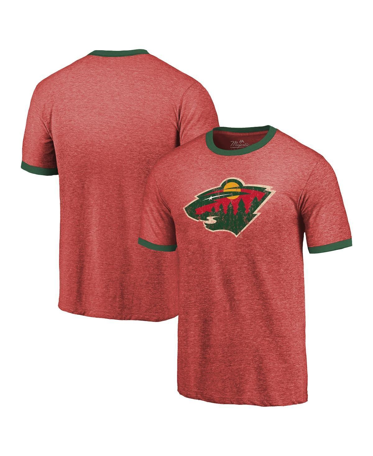 Mens Majestic Threads Heathered Minnesota Wild Ringer Contrast Tri-Blend T-Shirt Product Image