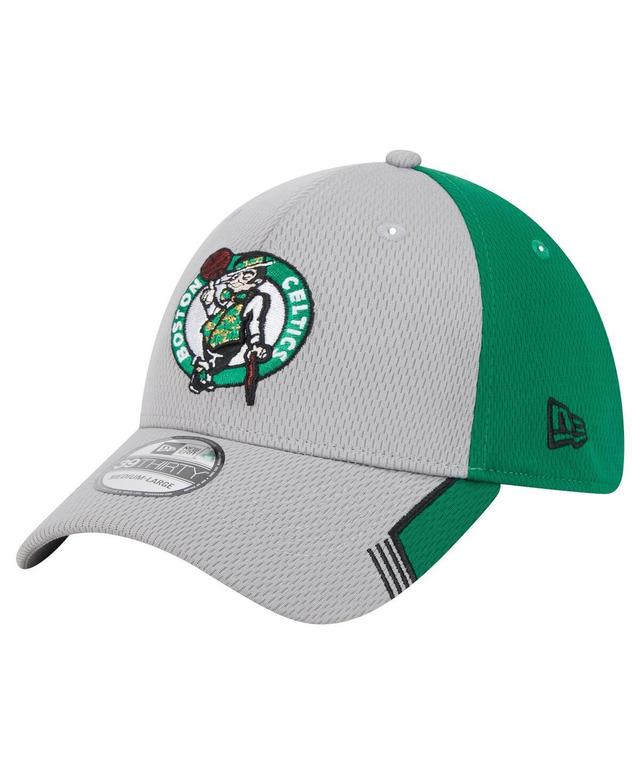 New Era Mens Gray Boston Celtics Active Trim 39THIRTY Flex Hat - Gray, Kelly Green Product Image