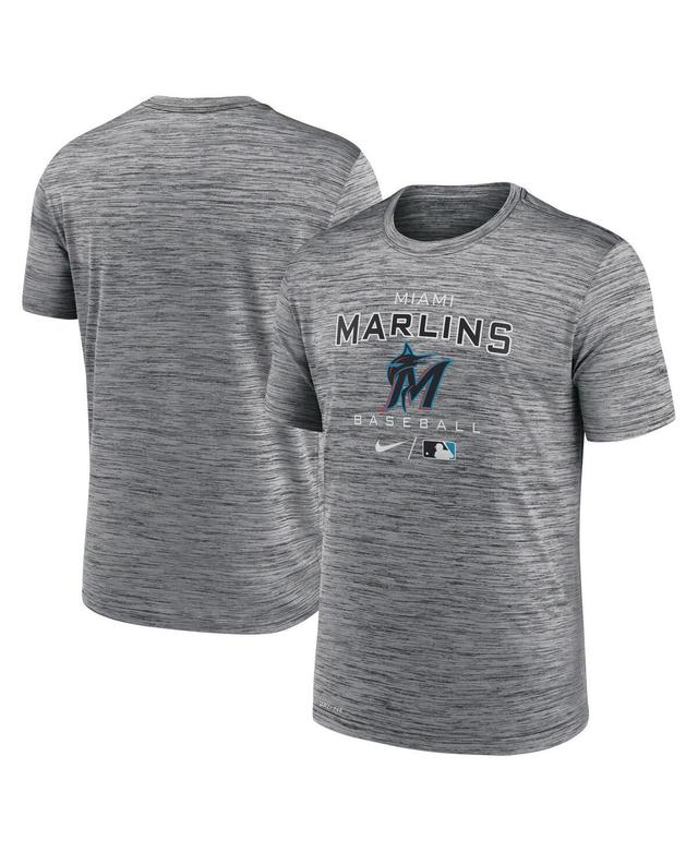 Mens Nike Anthracite Miami Marlins Authentic Collection Velocity Practice Space-Dye Performance T-shirt Product Image