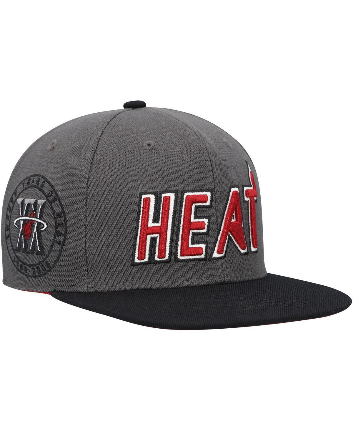 Mens Mitchell & Ness Gray/Black Miami Heat Hardwood Classics 20th Anniversary Born & Bred Fitted Hat Product Image