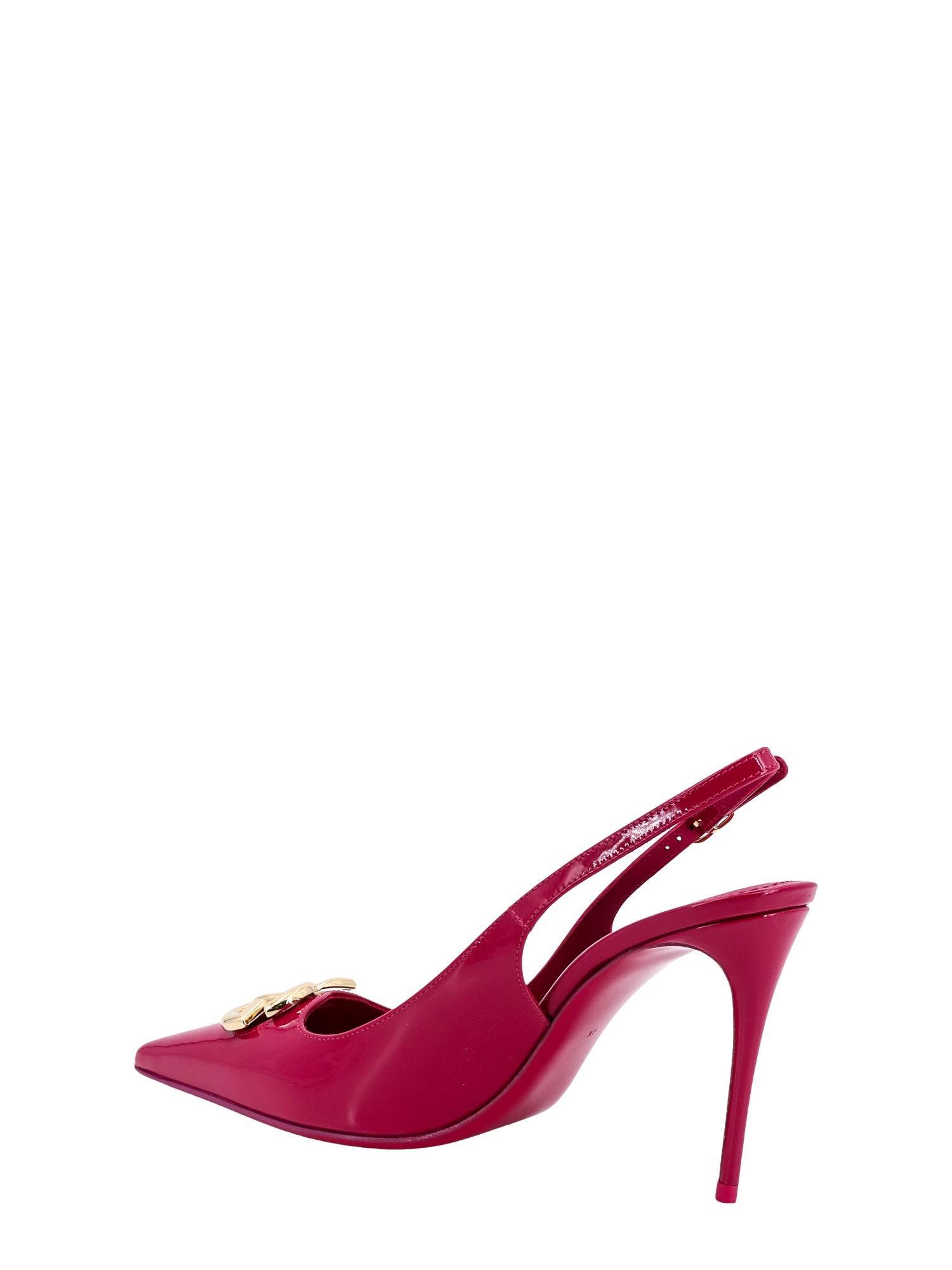 DOLCE & GABBANA Logo-plaque Heeled Slingback Pumps In Red Product Image