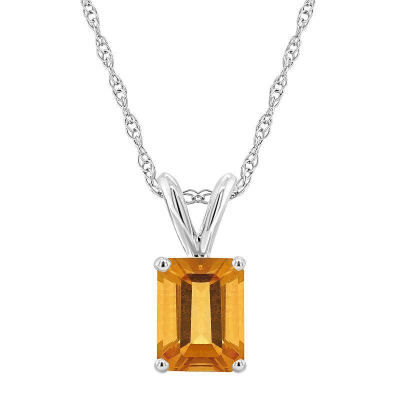 Celebration Gems 14k Gold Emerald Cut Blue Topaz Pendant Necklace, Womens Product Image