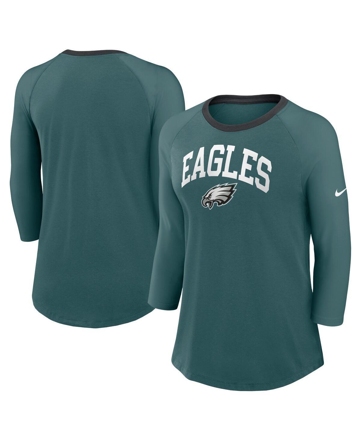 Nike Womens Midnight Green Philadelphia Eagles Raglan 3/4 Sleeve T-Shirt Product Image