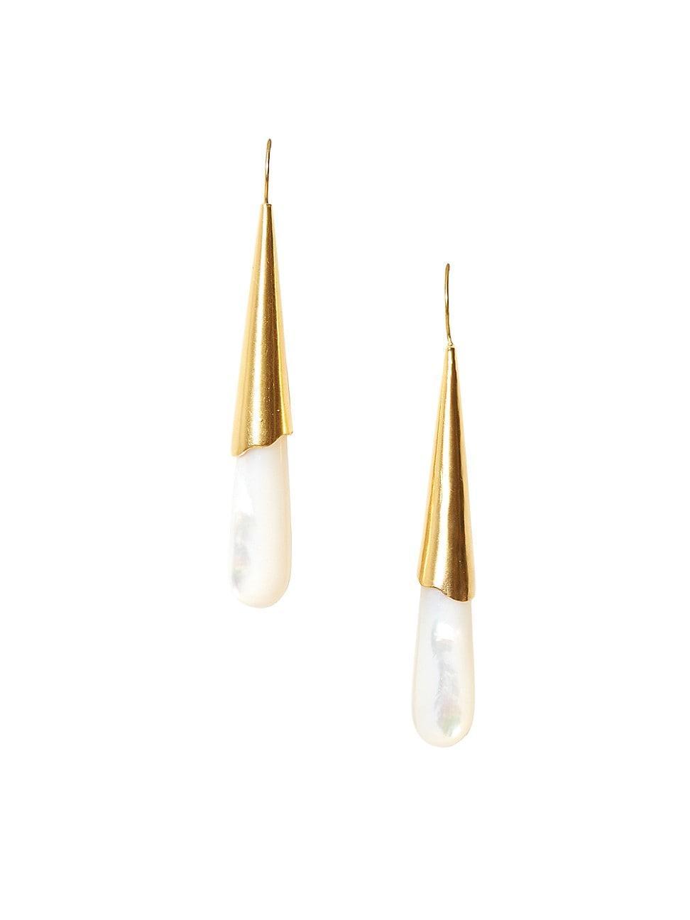 Womens 18K-Gold-Plated & Mother-Of-Pearl Teardrop Earrings Product Image