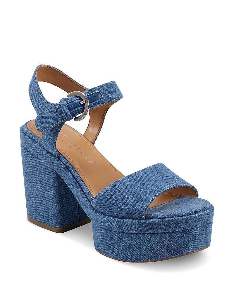 Marc Fisher Ltd. Womens Normi Denim Ankle Strap Platform Sandals Product Image