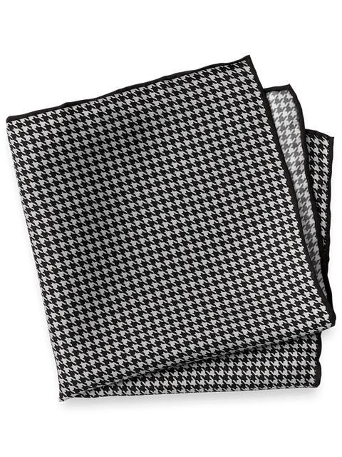 Houndstooth Silk Pocket Square - Black/grey Product Image