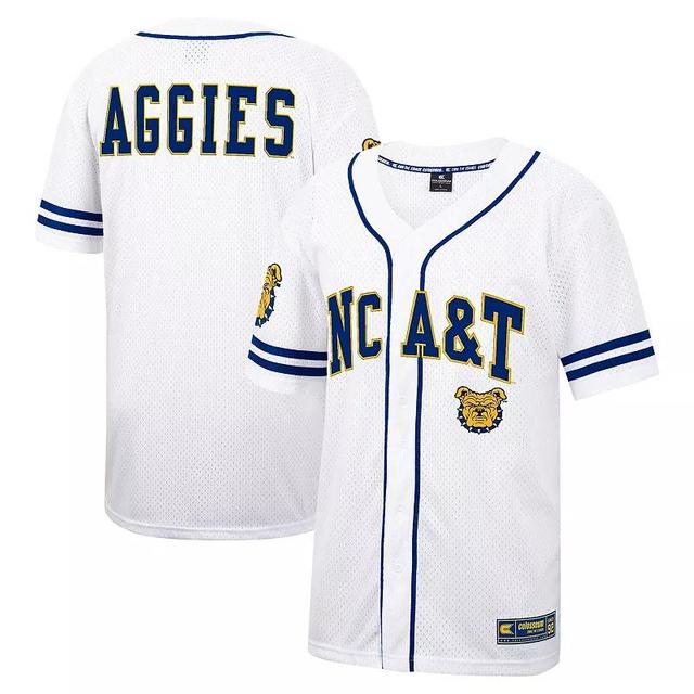 Mens Colosseum White North Carolina A&T Aggies Free Spirited Mesh Button-Up Baseball Jersey - White Product Image