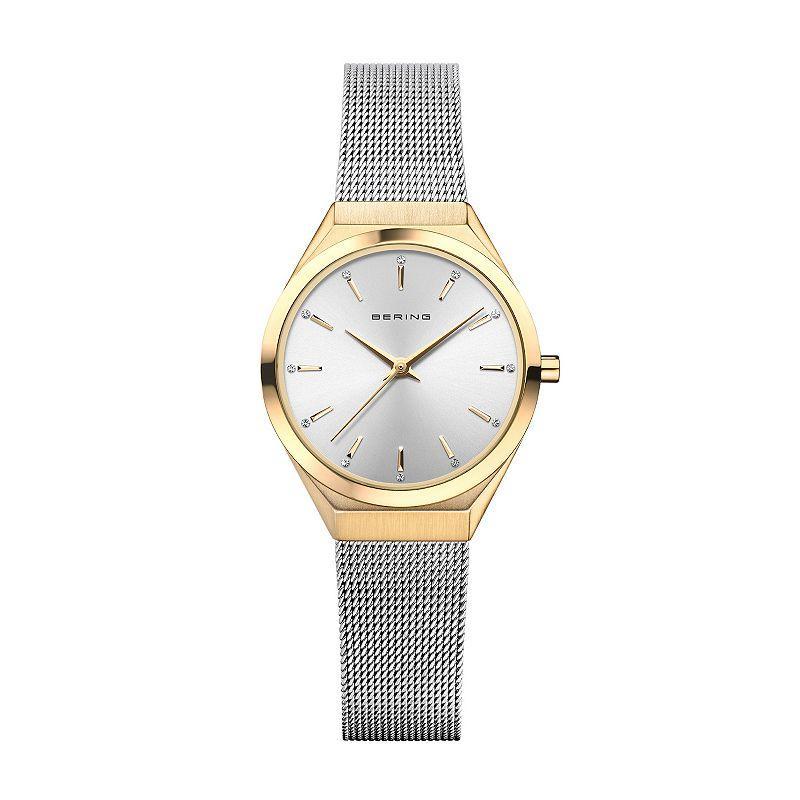 BERING Ultra Slim Womens Two-Tone Stainless Steel Milanese Strap Watch Silver Product Image