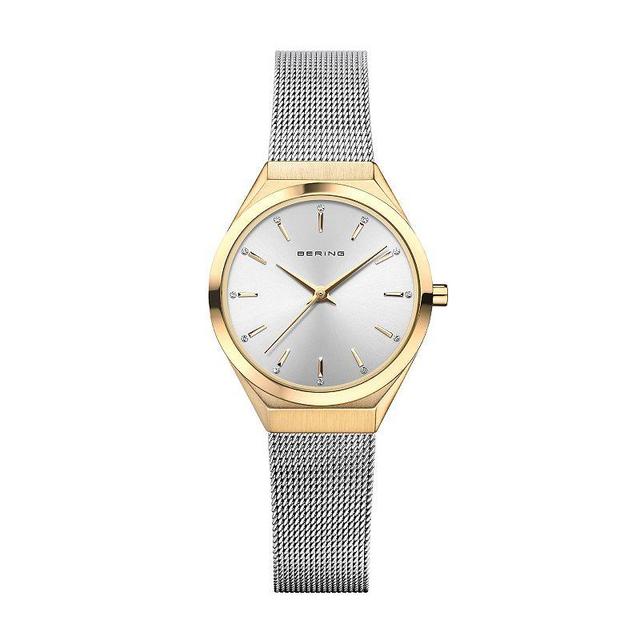 BERING Ultra Slim Womens Two-Tone Stainless Steel Milanese Strap Watch Silver Product Image