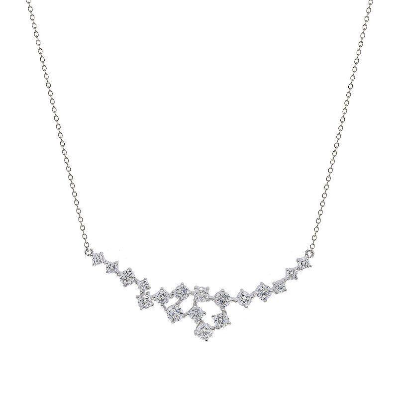 Sterling Silver Bib Necklace with Cubic Zirconia, Womens Product Image