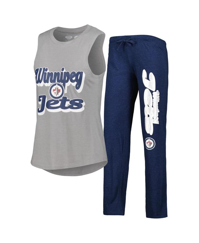 Womens Concepts Sport Heather Gray/Heather Navy Winnipeg Jets Meter Muscle Tank Top & Pants Sleep Set Product Image