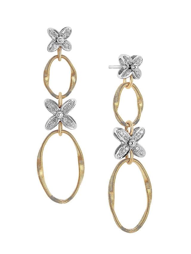 Marco Bicego Marrakech Onde Floral Diamond Double Drop Earrings Product Image