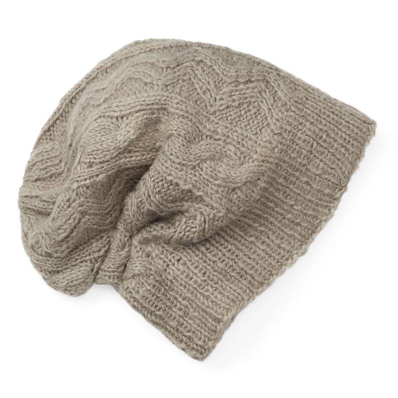 Womens SIJJL Wool Zigzag Cable-Knit Slouchy Beanie product image