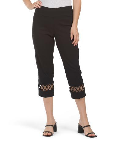 Lace Panel Cropped Pants For Women Product Image