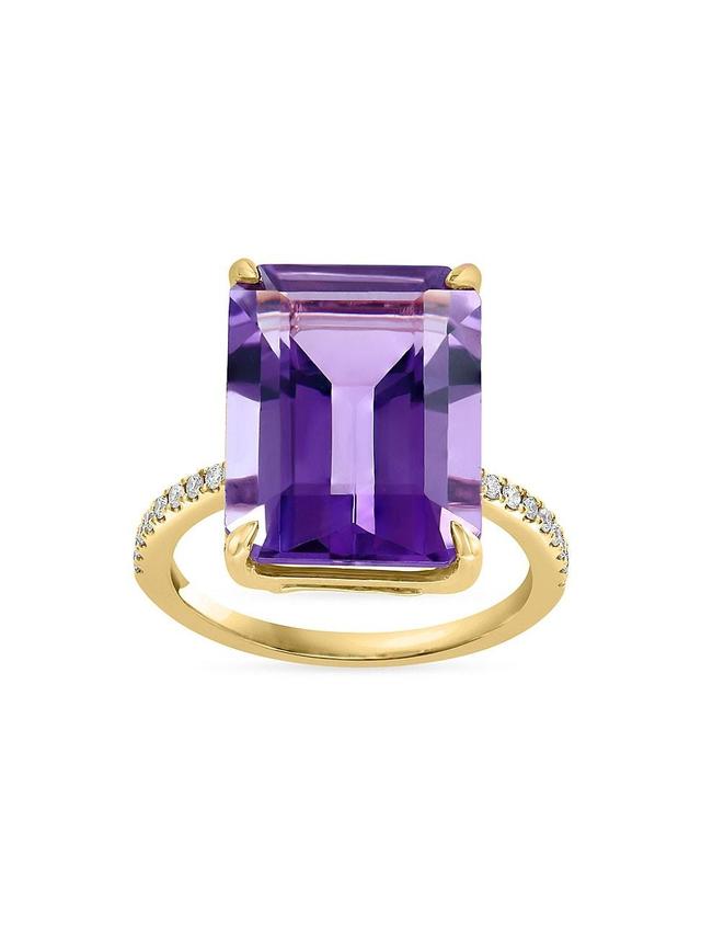 Womens 14K Yellow Gold, Amethyst & 0.13 TCW Diamond Ring Product Image