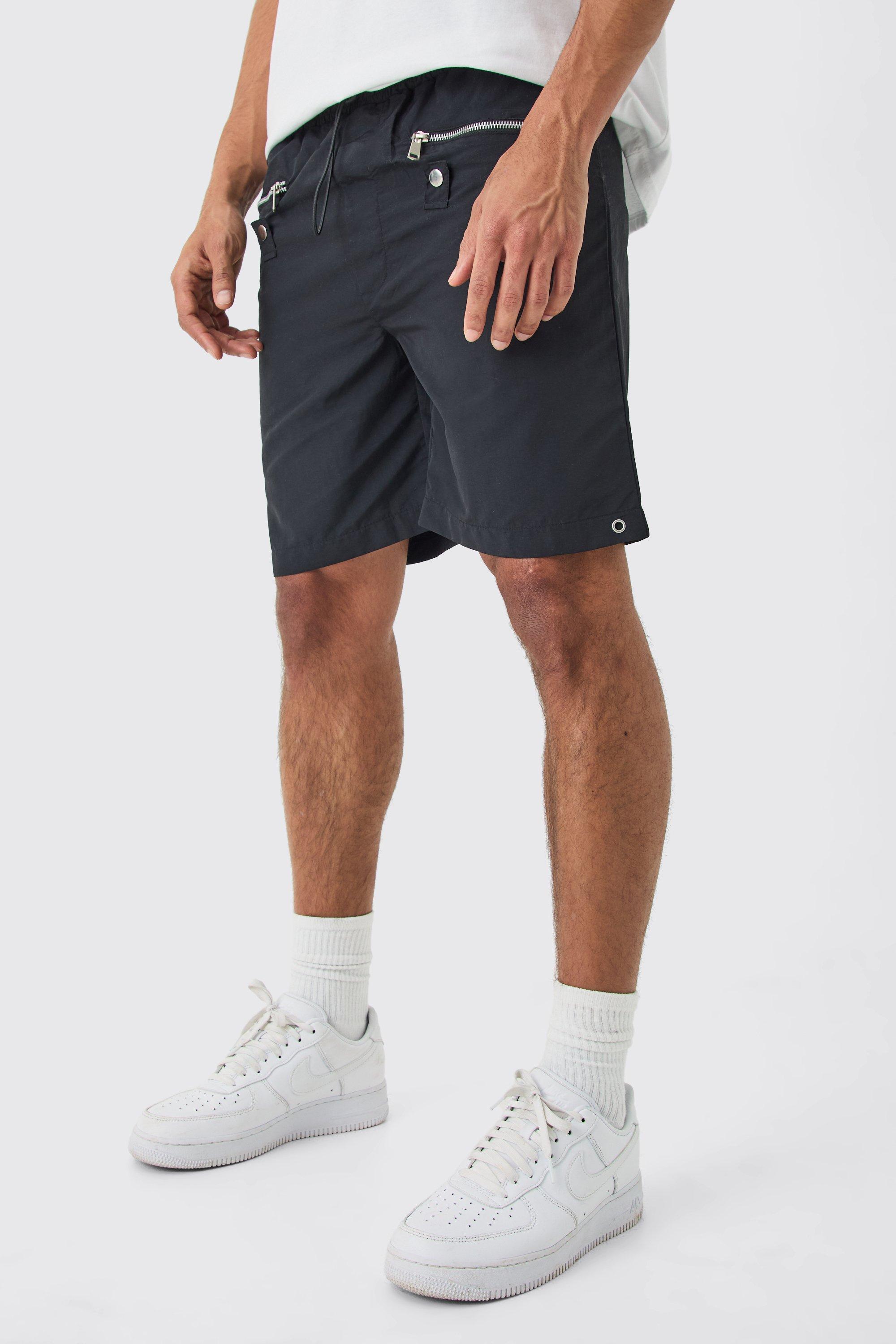 Zip Detail Relaxed Shell Short | boohooMAN USA Product Image