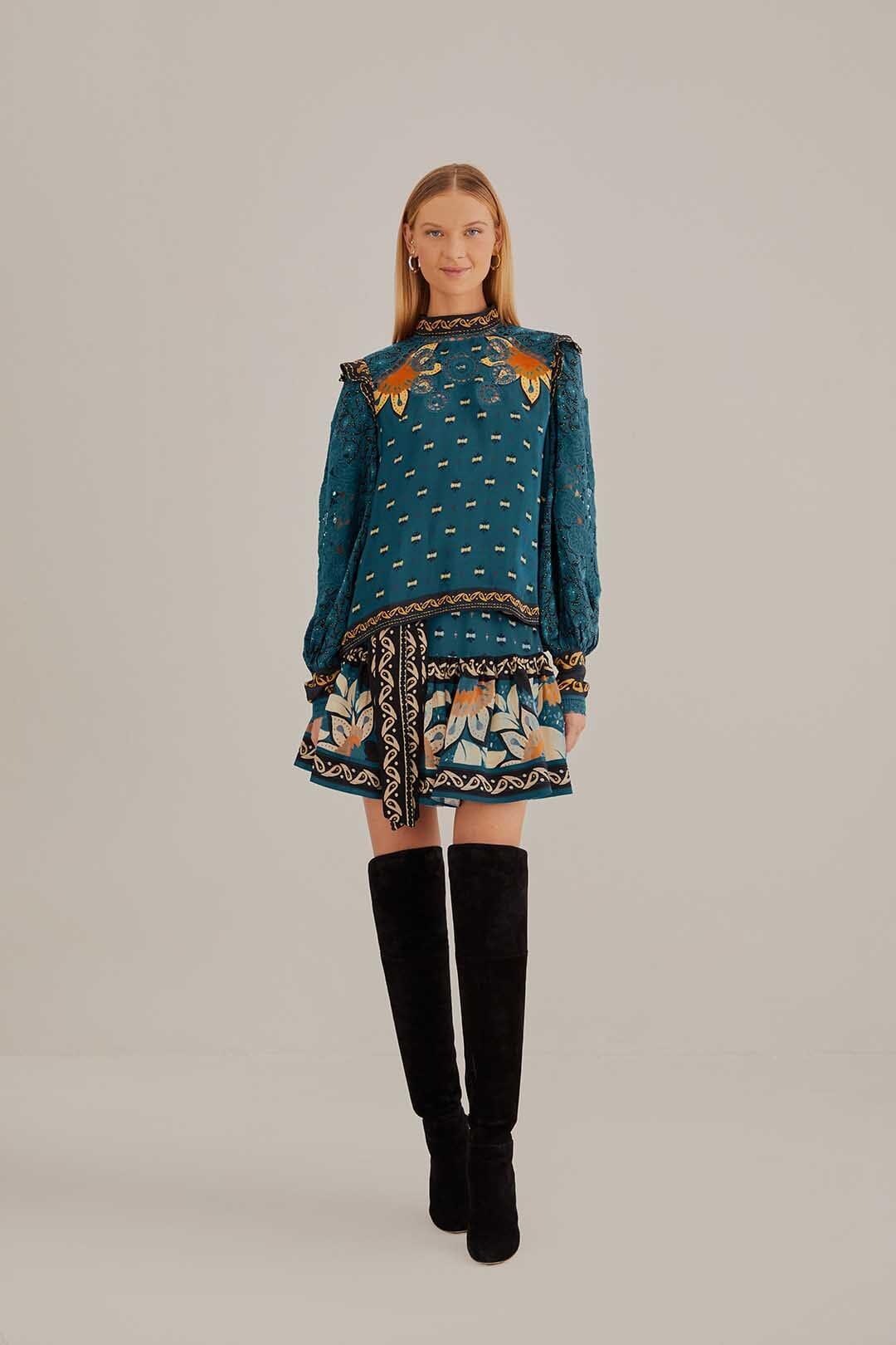 Blue Ainika Chill Long Sleeve Blouse Product Image