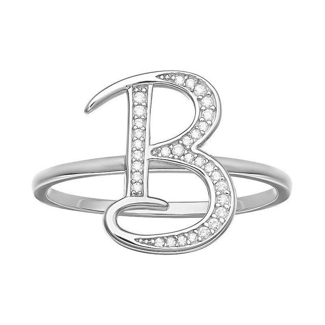 PRIMROSE Sterling Silver Cubic Zirconia Initial Ring, Womens Sterling Silver U Product Image