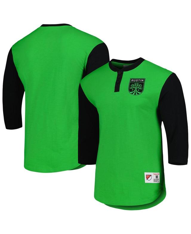 Mens Mitchell & Ness Green Austin FC Legendary Henley Long Sleeve T-Shirt Product Image