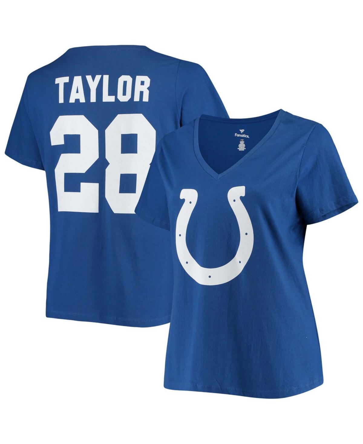 Womens Fanatics Branded Jonathan Taylor Royal Indianapolis Colts Plus Size Name & Number V-Neck T-Shirt Product Image