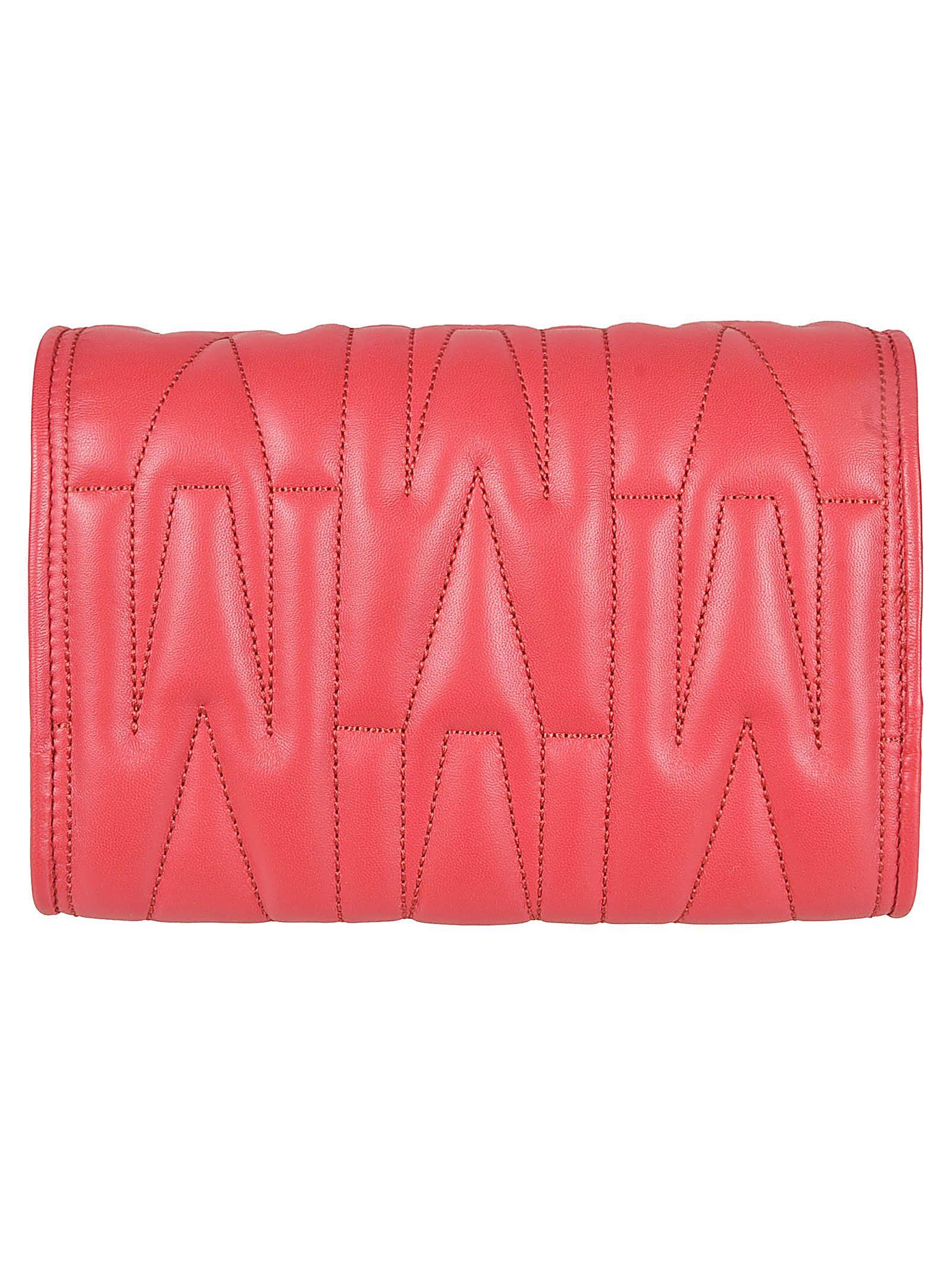 MOSCHINO M Plaque Quilted Flap Chain Shoulder Bag In Pink Product Image