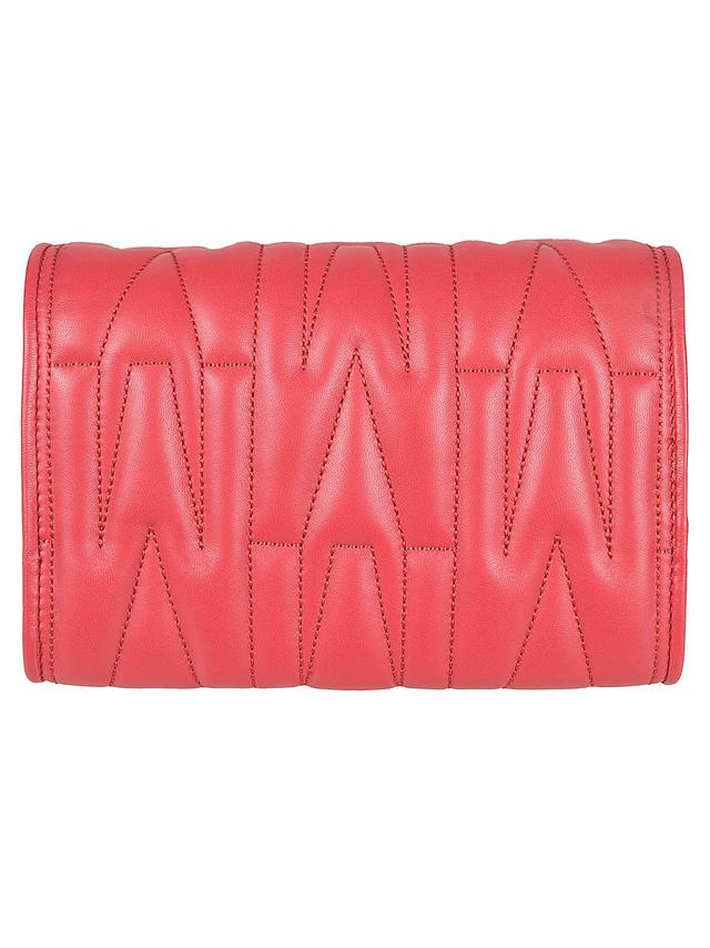 MOSCHINO M Plaque Quilted Flap Chain Shoulder Bag In Pink Product Image