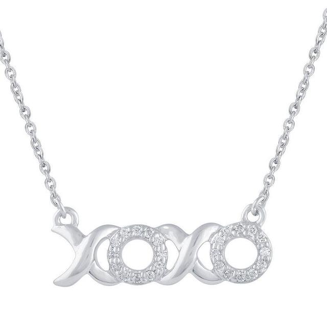 Royal Aura Sterling Silver 1/10 Carat T.W. Diamond XOXO Necklace, Womens Product Image