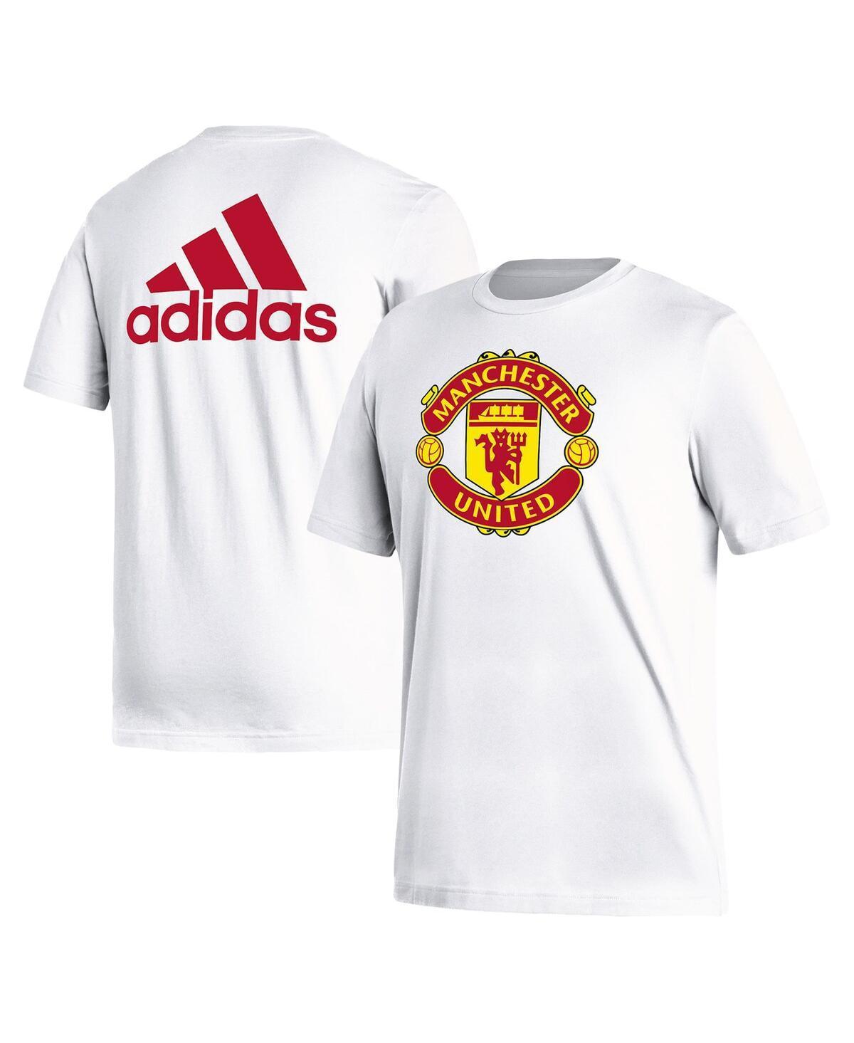 Mens adidas White Manchester United Crest T-shirt Product Image