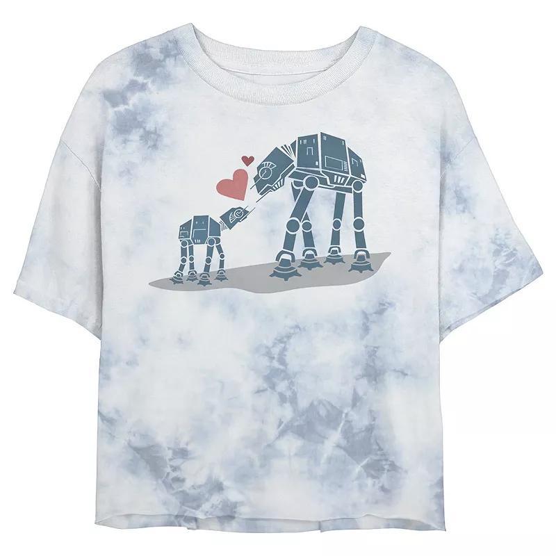 Juniors Star Wars: AT-AT Mother & Son Portrait Wash Graphic Crop Tee, Womens Product Image