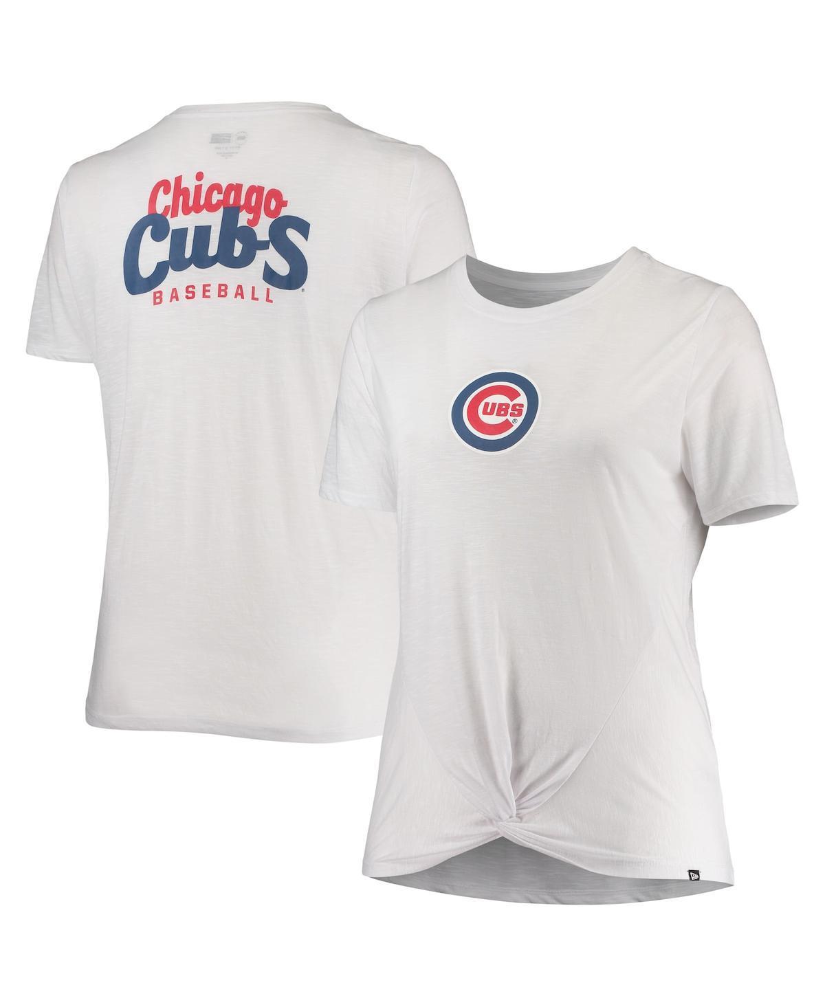 Womens New Era White Chicago Cubs Plus Size 2-Hit Front Knot T-Shirt Product Image