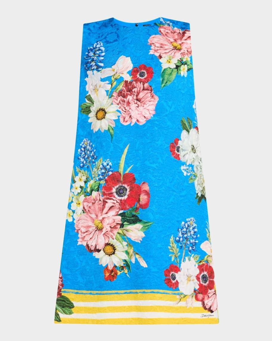 Floral-Print Jacquard Sleeveless Mini Dress product image