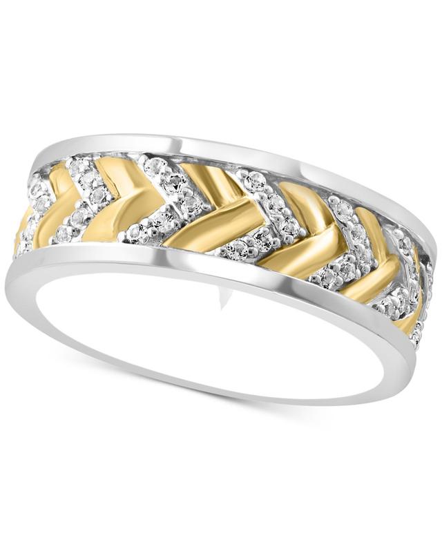 Effy Mens Black Spinel Chevron Band (1-1/20 ct. t.w.) in Sterling Silver (Also in White Topaz) Product Image