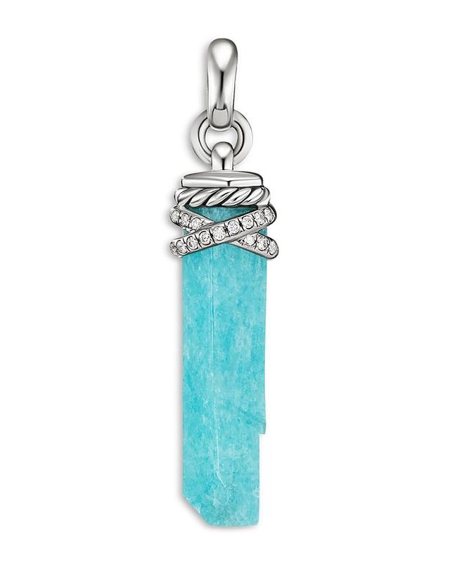 David Yurman Sterling Silver Wrapped Amazonite Crystal & Pave Diamond Amulet Product Image