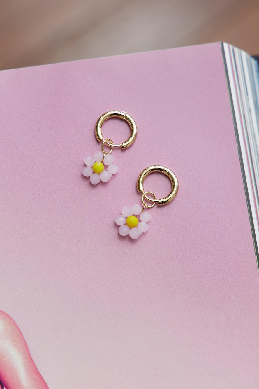 14K Gold Plated Cute As A Daisy Earrings Light Pink Product Image