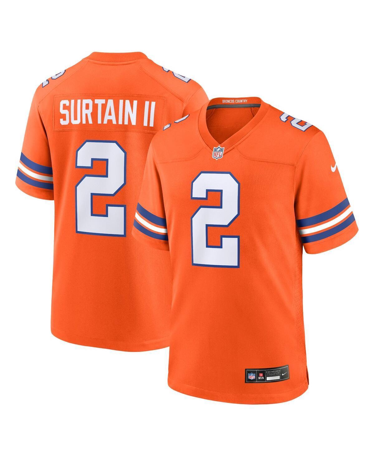 Nike Mens Patrick Surtain Ii Orange Denver Broncos Mile High Collection 1977 Throwback Player Game Jersey - Orange, White Product Image