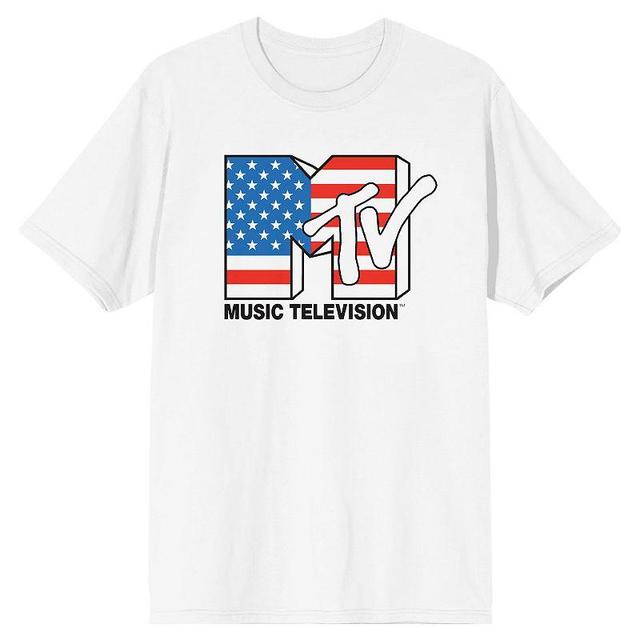 Mens MTV American Flag Tee White Product Image