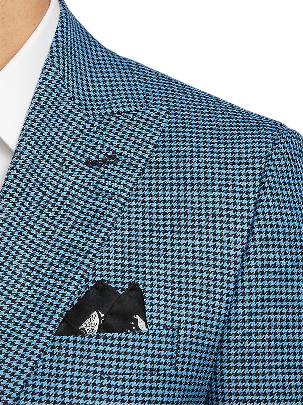 Wool Houndstooth Single Breasted Peak Lapel Sport Coat - Blue/black Product Image