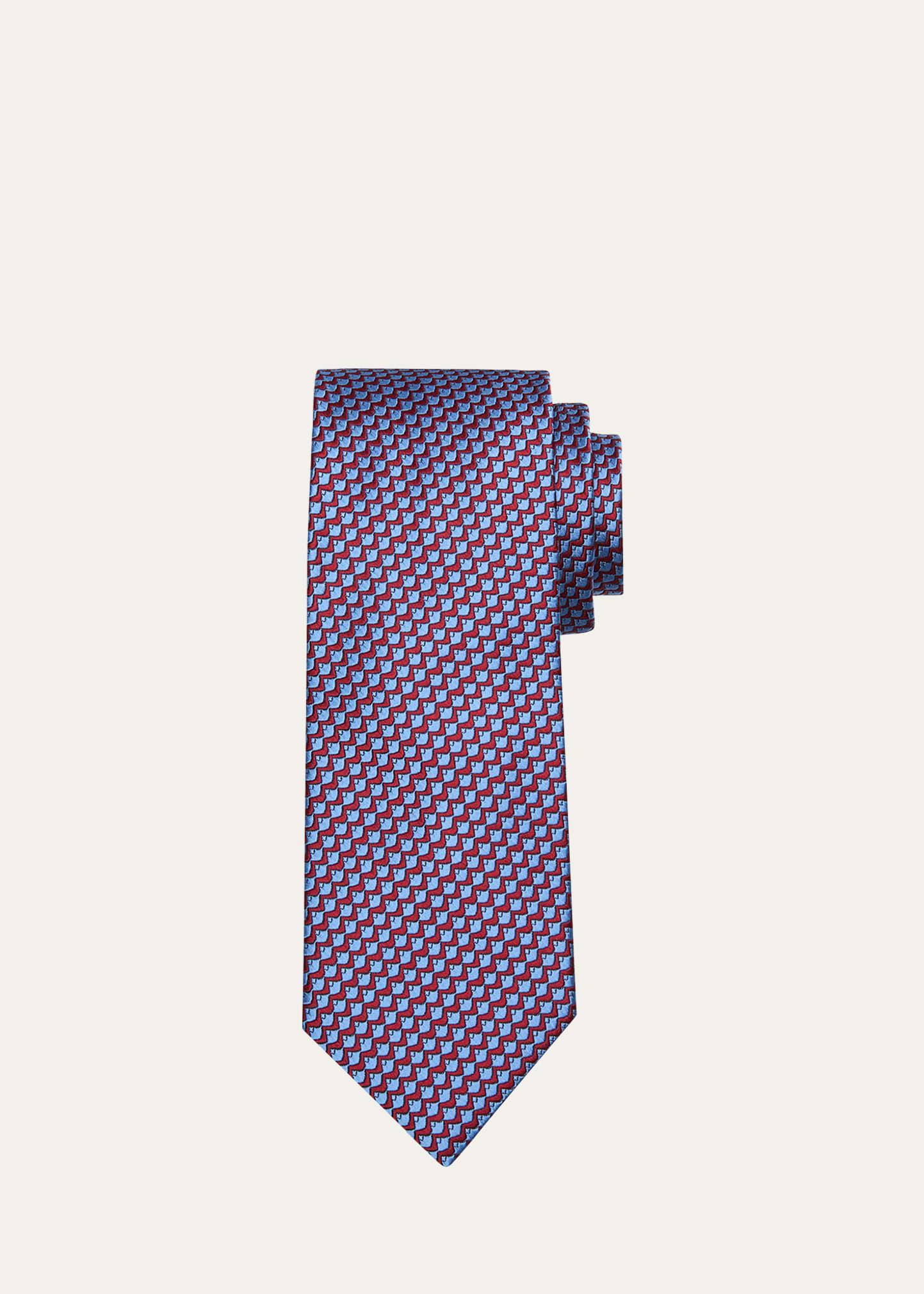 Mens Silk Scalloped Woven Tie Product Image