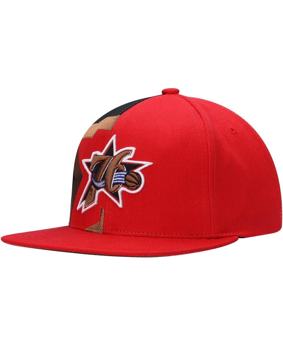 Mens Mitchell & Ness Red Philadelphia 76ers Hardwood Classics Retroline Snapback Hat Product Image