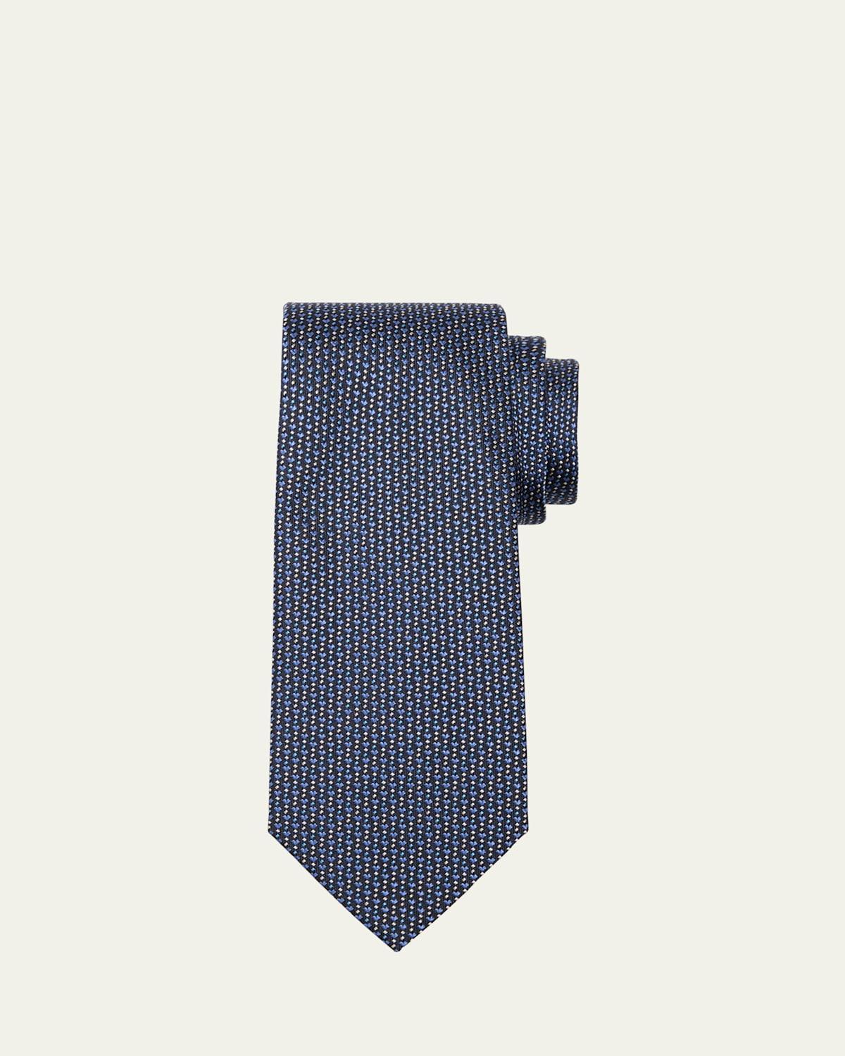 Mens Micro-Motif Jacquard Silk Tie Product Image