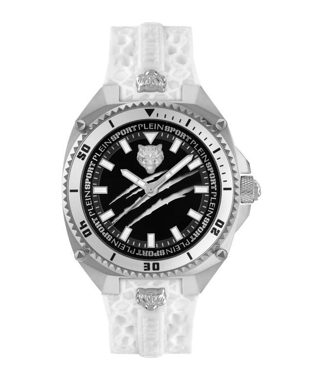 Philipp Plein Mens Thunder Force Analog Silver Silicone Strap Watch Product Image