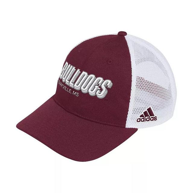 Mens adidas Maroon Mississippi State Bulldogs Mascot Block Letter Slouch Trucker Adjustable Hat Product Image