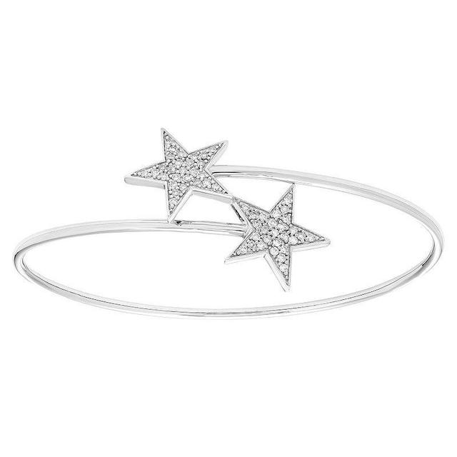 Sterling Silver 1/3 Carat T.W. Diamond Star Bangle, Womens Product Image