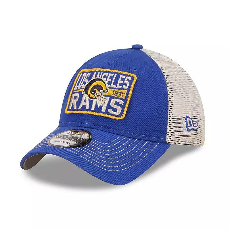 Mens New Era Royal/Natural Los Angeles Rams Historic Logo Devoted Trucker 9TWENTY Snapback Hat Product Image