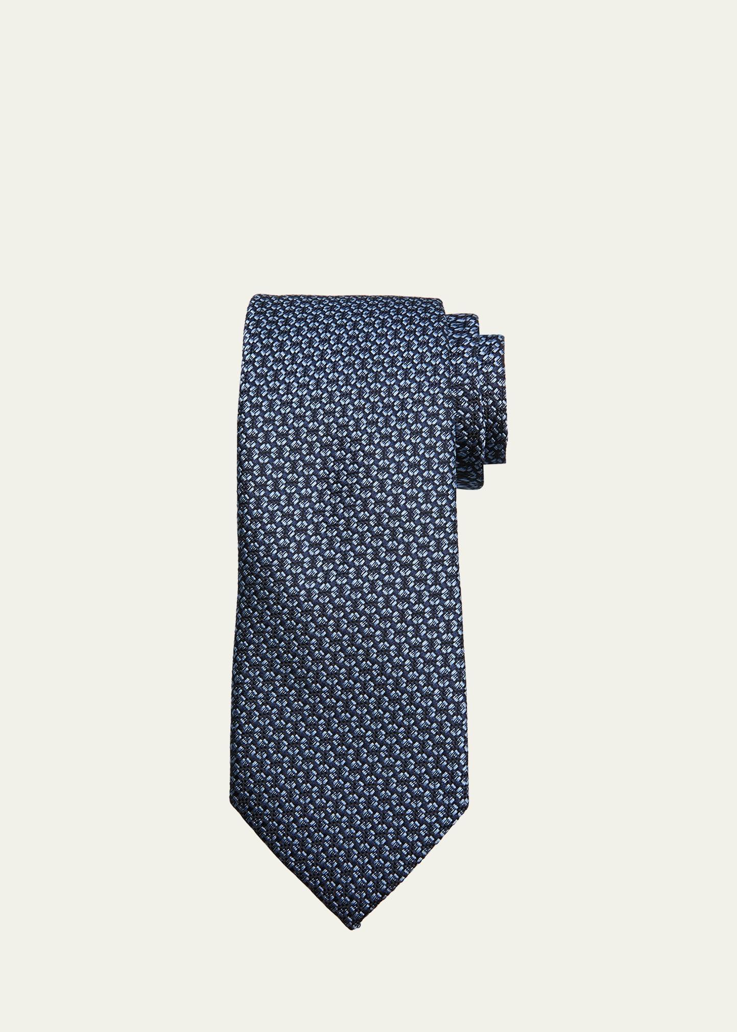 Mens Geometric Jacquard Silk Tie Product Image