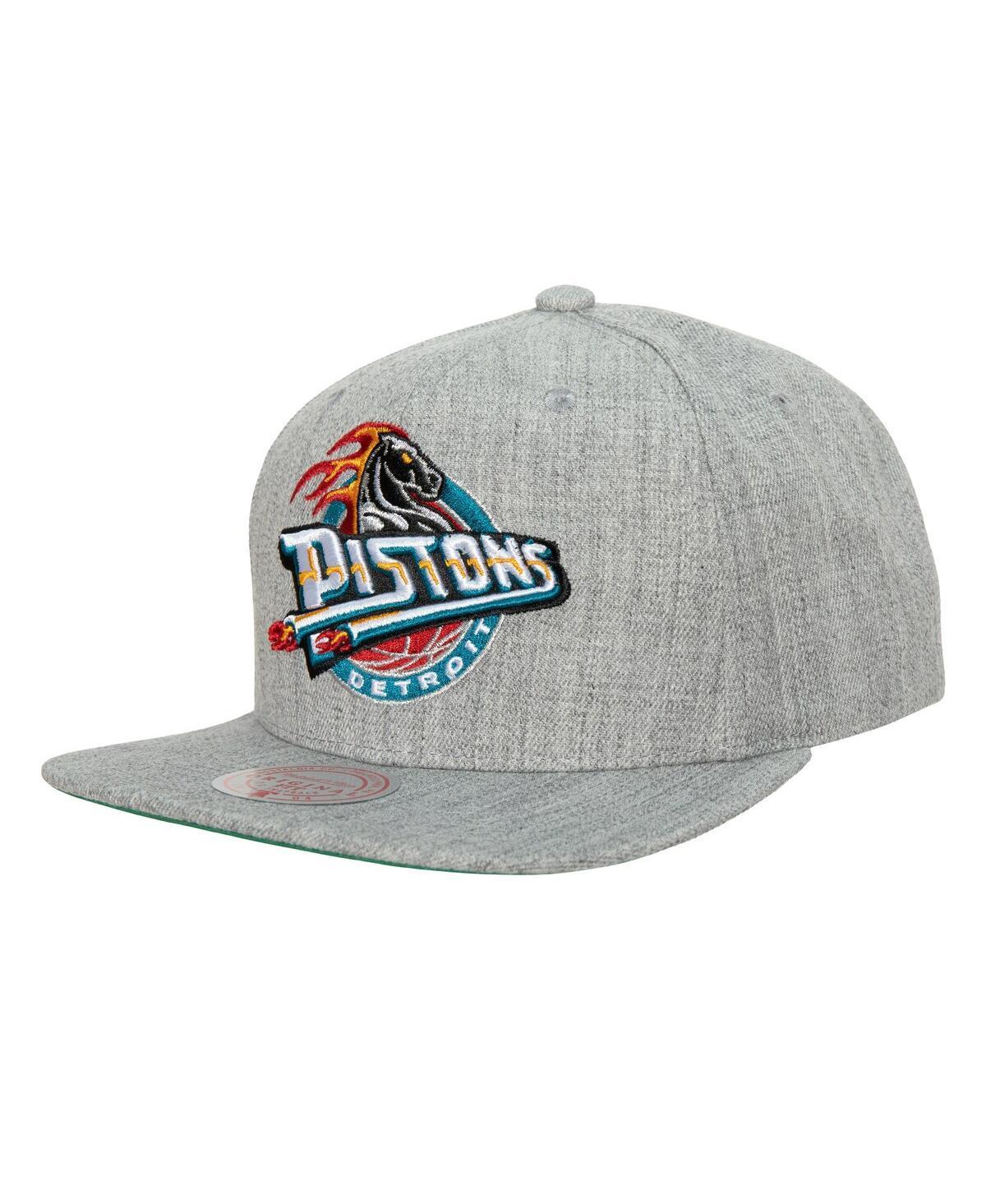 Mens Mitchell & Ness Heather Gray Detroit Pistons Hardwood Classics 2.0 Snapback Hat Product Image