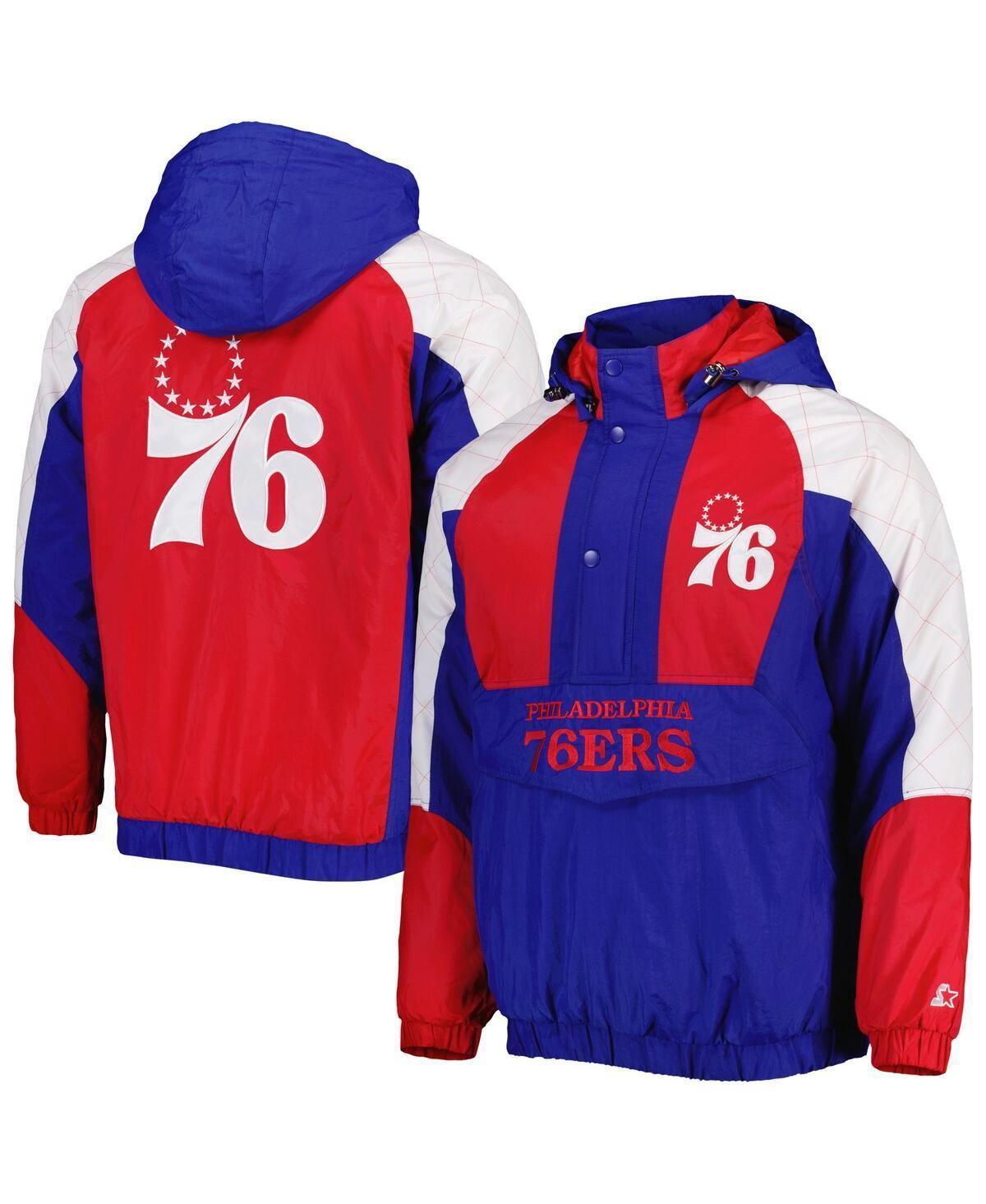 Mens Starter Royal Philadelphia 76ers Body Check Raglan Hoodie Half-Zip Jacket Product Image